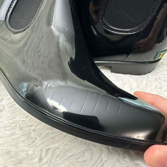 Lauren Ralph Lauren Black Shiny Waterproof Rubber‎ Ankle Rain Boots size 7B - Picture 8 of 8